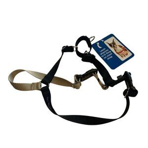 Pet Safe Easy‎ Walk Dog Harness Medium Black Tan Adjustable Nylon No-Pull Train